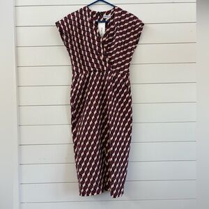 Apiece Apart Geometric Burgundy and Cream Midi Dress